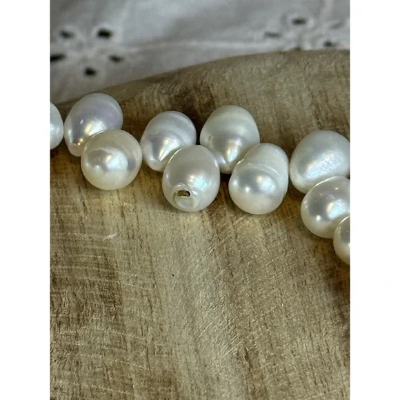 Vintage Freshwater Pearl Necklace & Bracelet Set 14K Gold Clasp Marked 585 - Picture 5 of 7